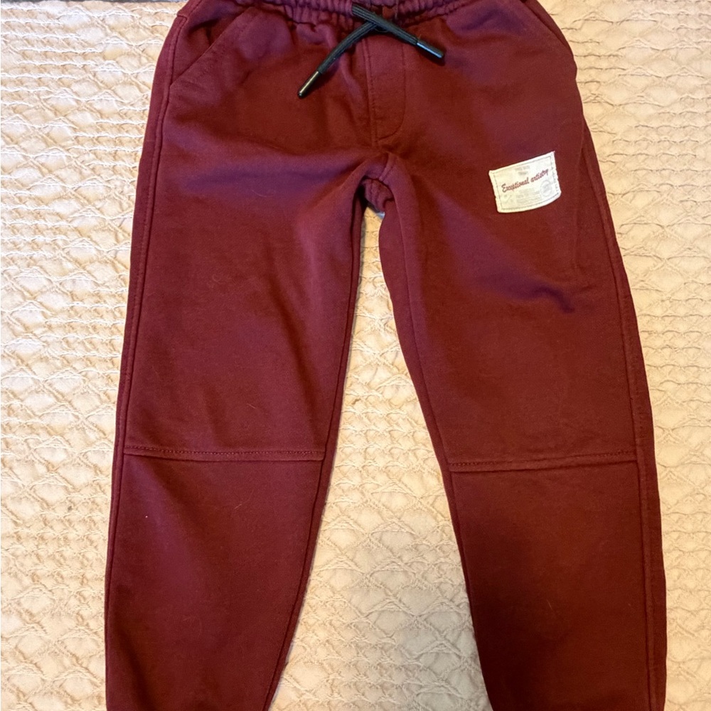 Zara Kids Maroon Jogger Pants with Drawstring